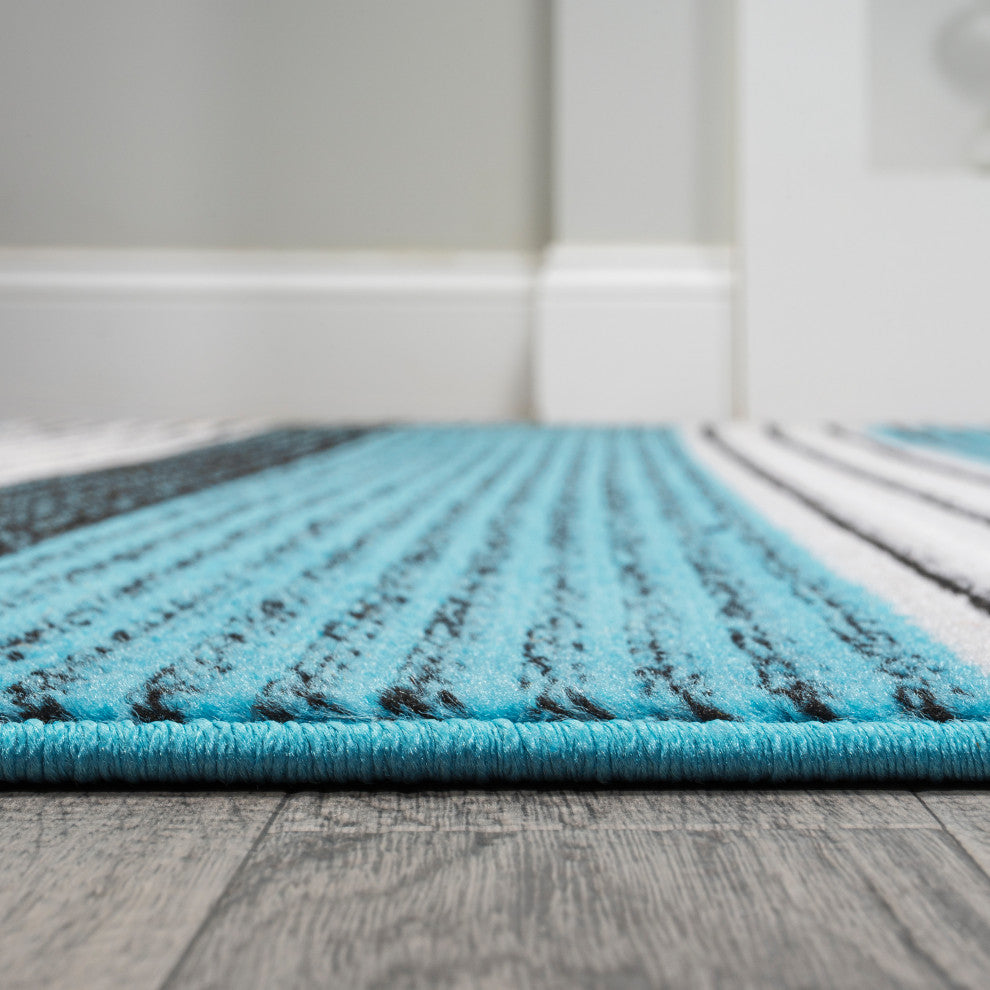 Duxbury Gradient Ticking Striped Blue/Navy 8'x10' Area Rug