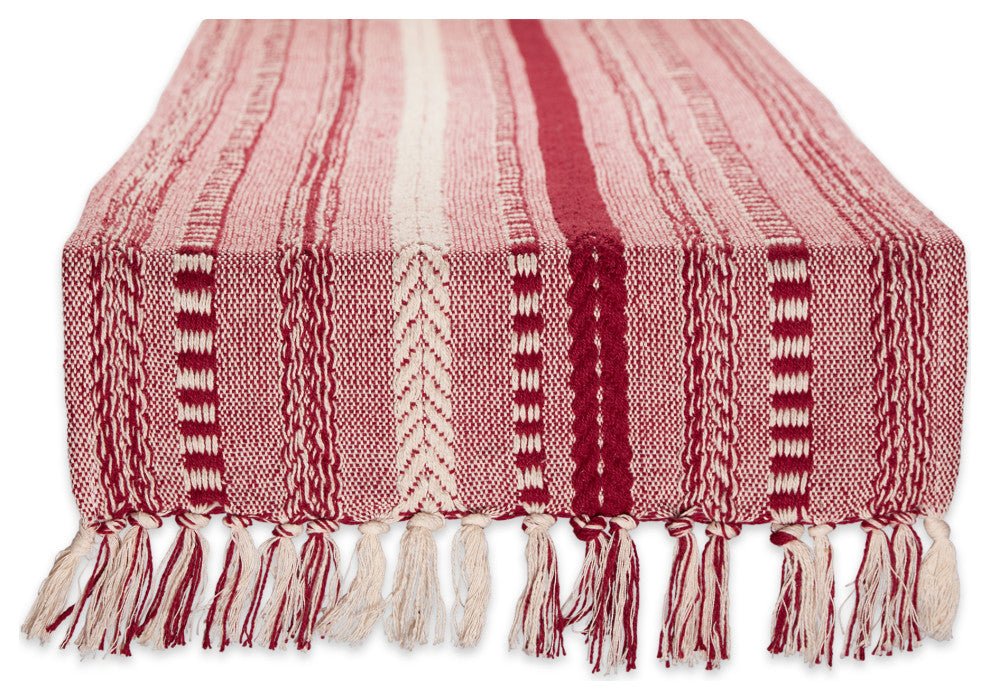 Barn Red Braided Stripe Table Runner 15x108