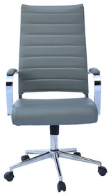 Ergonomic High Back Swivel Boss Ribbed PU Leather Office Chair Modern, Gray