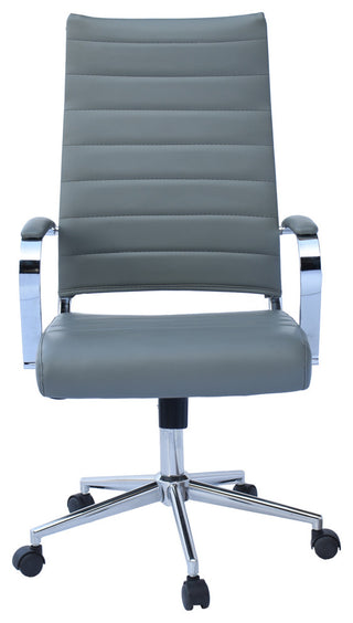 Ergonomic High Back Swivel Boss Ribbed PU Leather Office Chair Modern, Gray