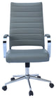 Ergonomic High Back Swivel Boss Ribbed PU Leather Office Chair Modern, Gray
