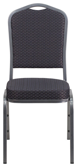 Hercules Series Crown Back Stacking Chair-Black Patterned Fabric