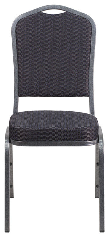 Hercules Series Crown Back Stacking Chair-Black Patterned Fabric