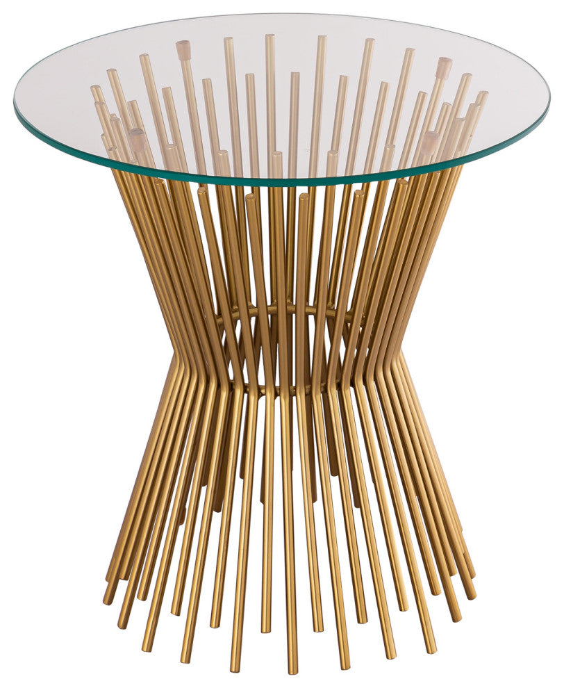 Gold Wire Side Table, Round Glass Top End Table, Glam Cocktail Table, Nightstand