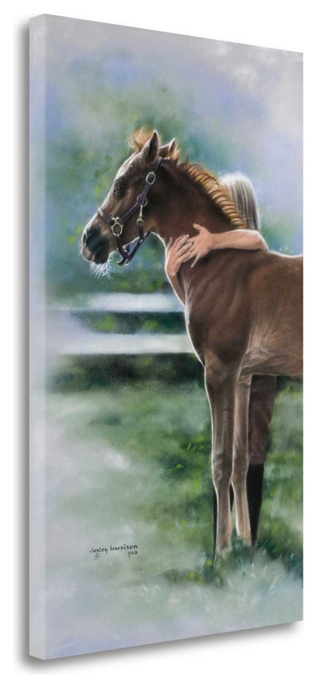 "Emily And The Foal" By Lesley Harrison, Giclee Print on Gallery Wrap Canvas