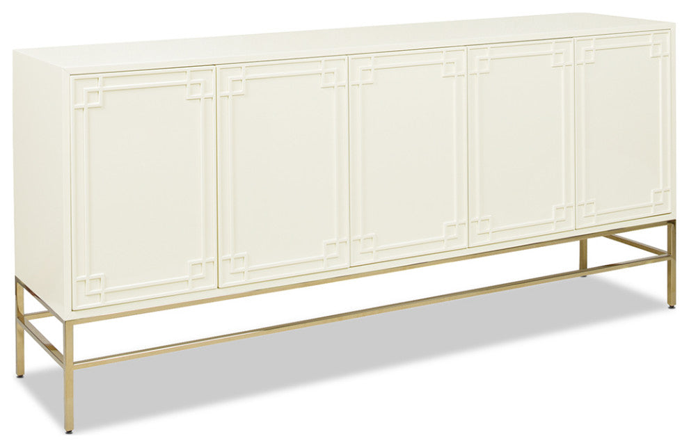 Gemini 79" Sideboard Storage Buffet, White Lacquer