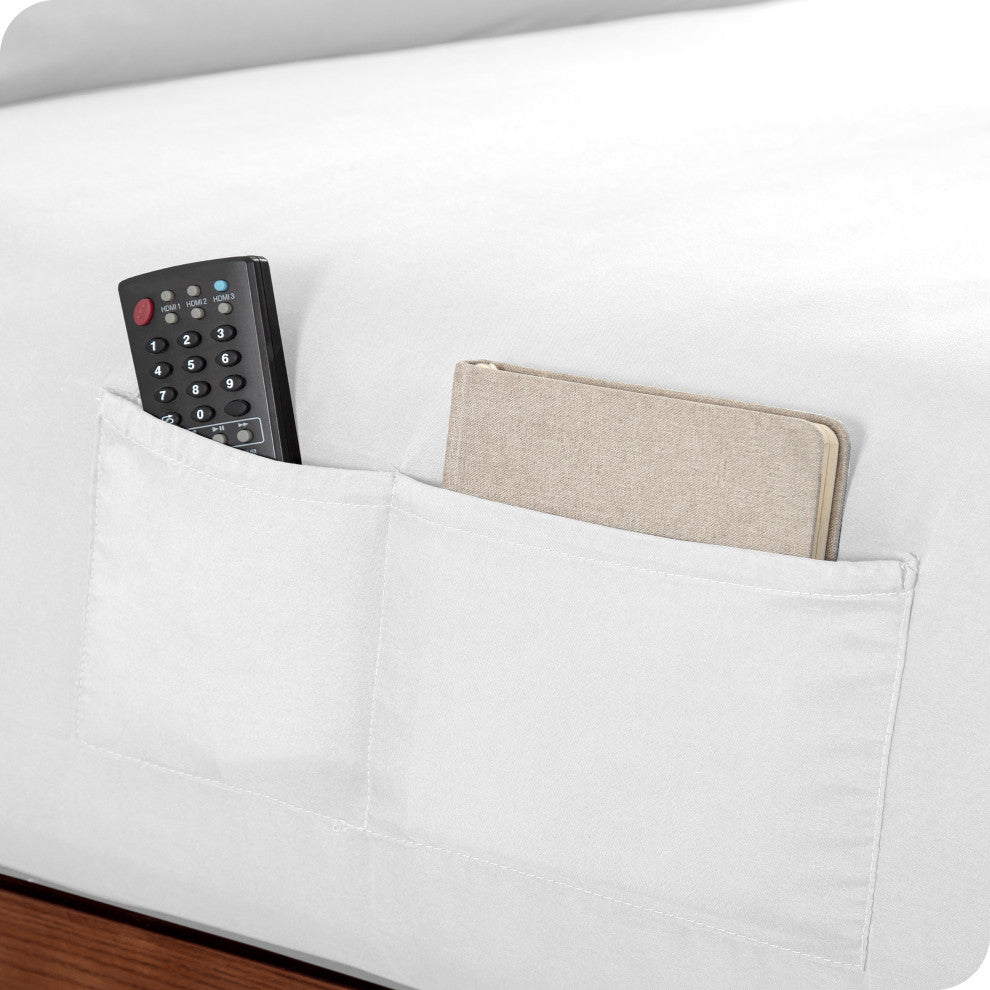 Fitted Dual Pocket Bottom Sheet 1800 Microfiber Ultra-Soft, White, Cal King
