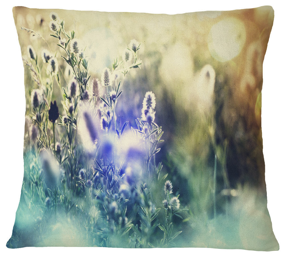 Blue Mountain Meadow Flowers Floral Throw Pillow, 18"x18"