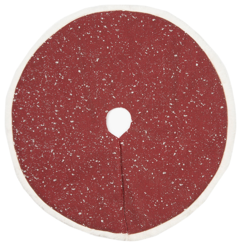 Snowing Christmas Treeskirt With Faux Fur Trim, 20"