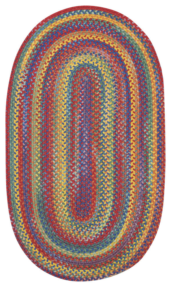 Kill Devil Hill Braided Oval Rug, Bright Multi, 11'4"x14'4"
