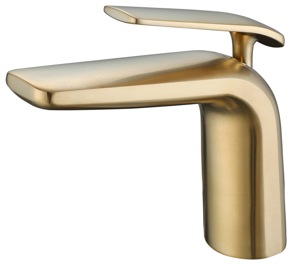 Deck Mounted Single Hole Bathroom Faucet, Brushed Gold
