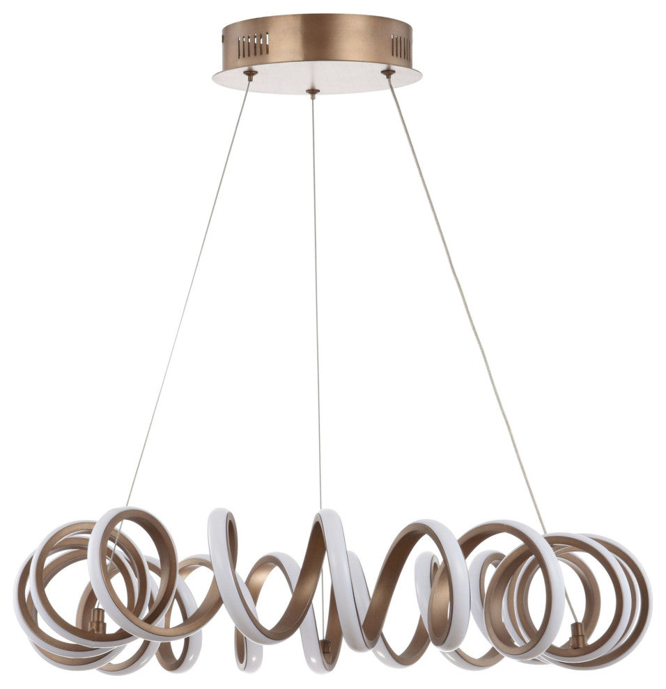 JONATHAN Y Lighting JYL7208 Cursive 24"W LED Ring Chandelier - Coffee
