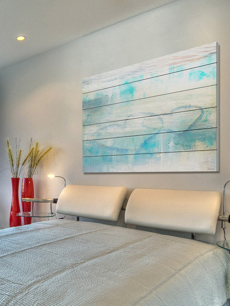 "Hazy Hearts" Painting Print on White Wood, 36"x24"