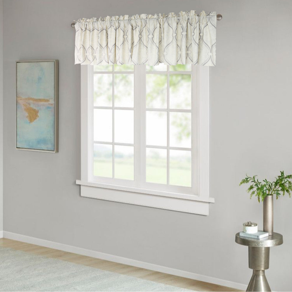 Marisol 2 Piece Valance Set, Grey, 2 Piece, 60"x18"