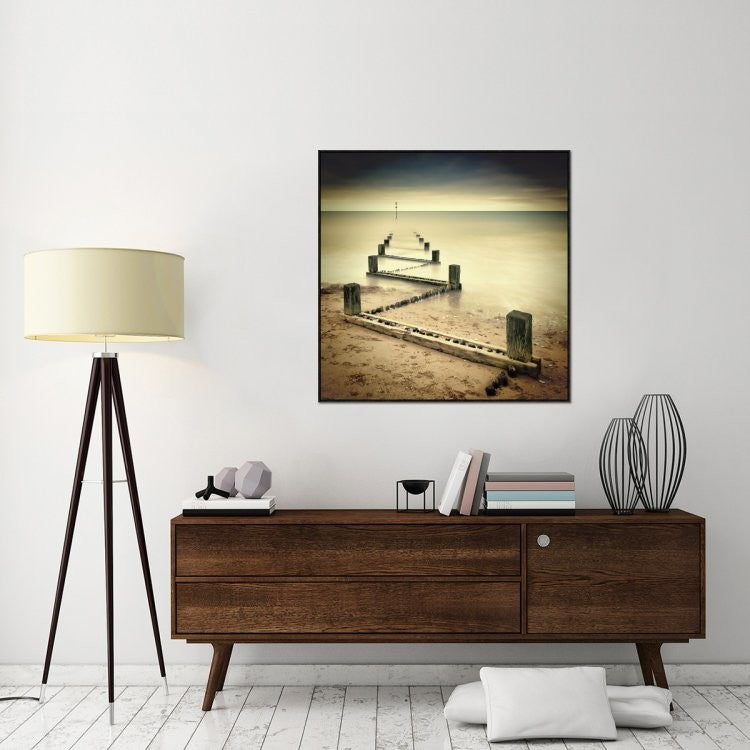"Beach Memories" Framed Canvas Giclee by Michael Oates, 41x41"