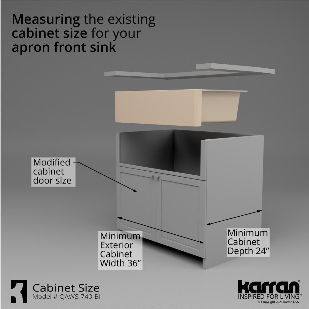 Karran 34" Quartz Farmhouse Single Bowl Workstation Kitchen Sink, Bisque