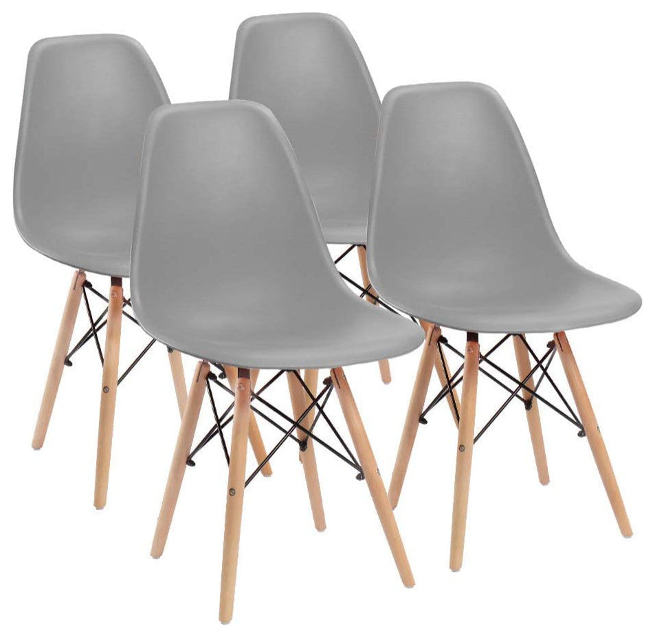 Mid Century Modern Dining Chair for Kitchen, Dining, Living Room Set of 4, Grey