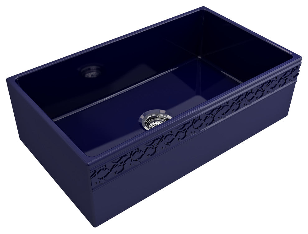 BOCCHI 1353-010-0120 Apron Fireclay 33" Single Kitchen Sink Sapphire Blue