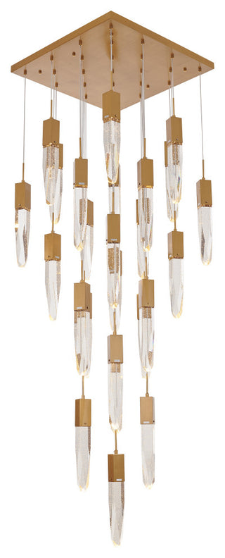 Black Multi-Tiered Linear Chandelier with Crystal Accents, Gold