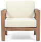 Lucia Outdoor Wooden Club Chairs With Cushions, Set of 2