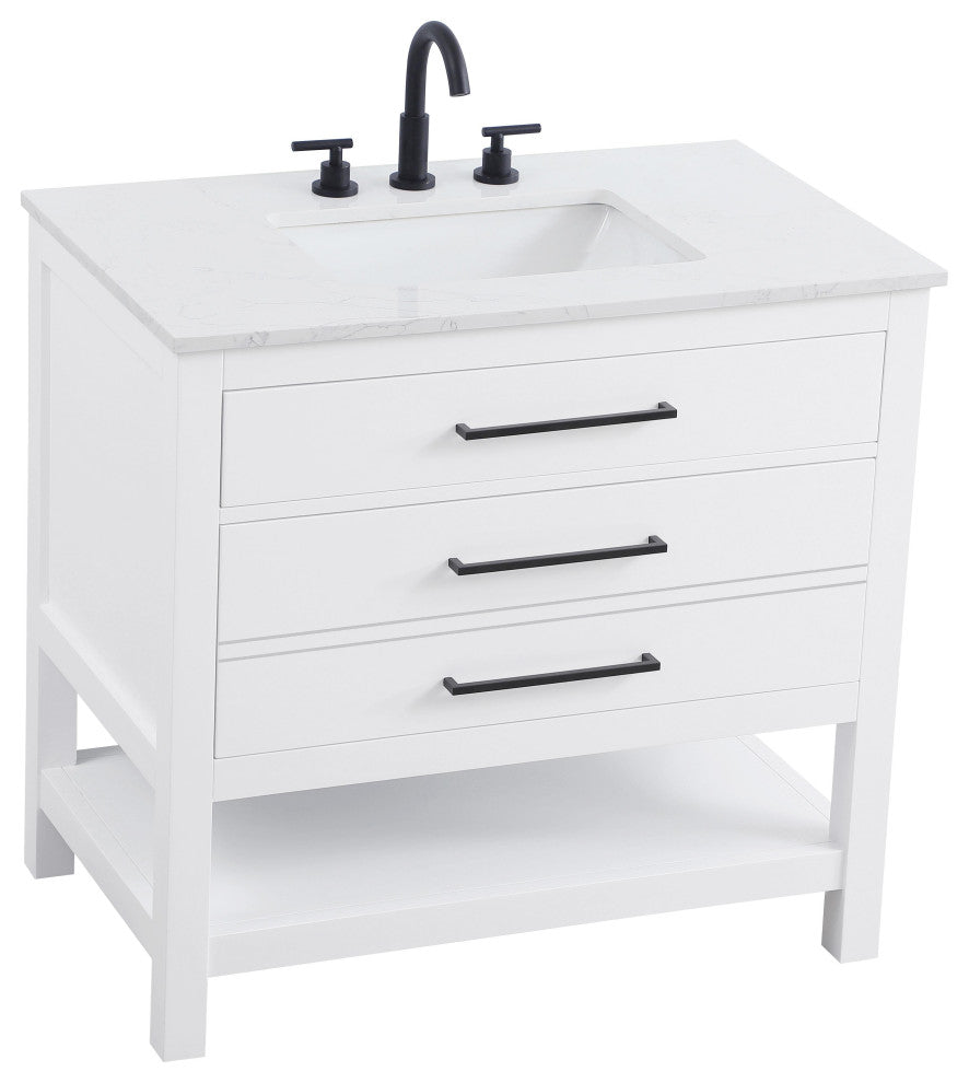 Home Living 36" Single Bathroom Vanity, White