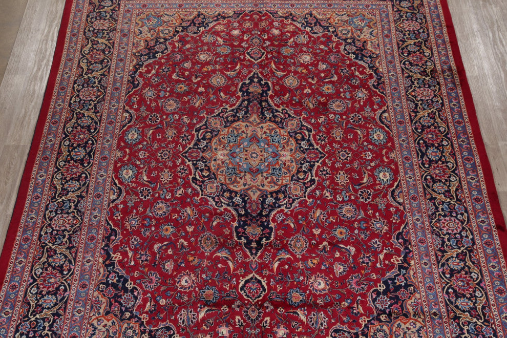 Consigned, Oriental Vintage-Style Handmade Area Rug Persian, Red, 10x13
