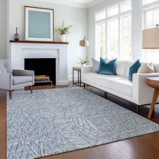 Premium Machine Washable Mayfield AMF35 Blue 3' x 5' Rug