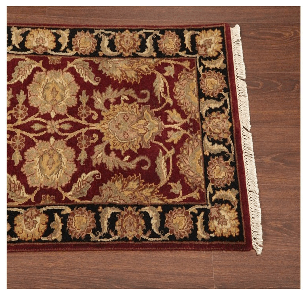 Agra Savino Traditional Red Floral Hand Knotted Wool Rug, 2' 6"x6'