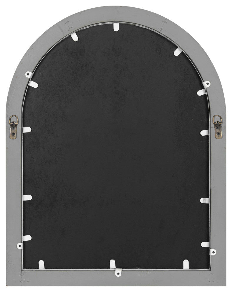 Nola Framed Windowpane Arch Mirror, Gray 22x28