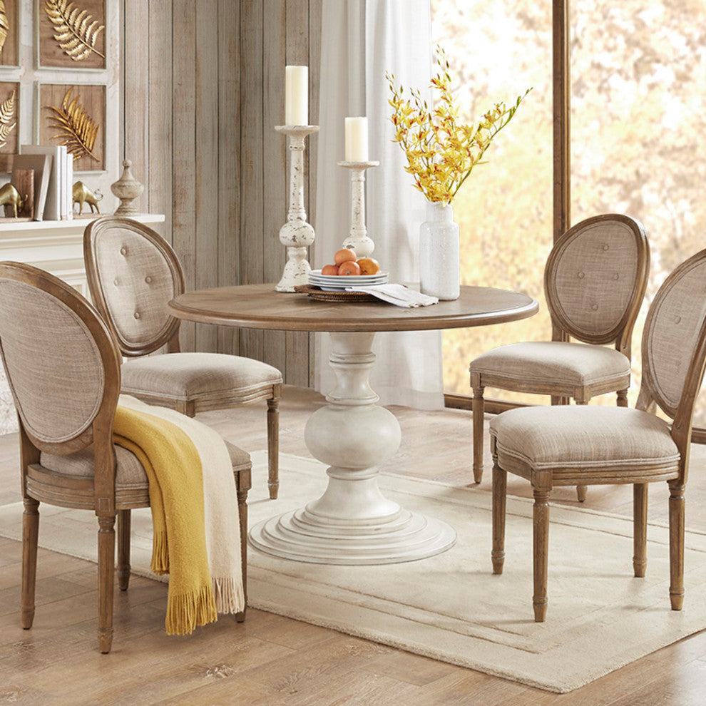 Madison Park Wood  Mid-century Modern Dining Table, Reclaimed Walnut/Antique Cream, Dining Table
