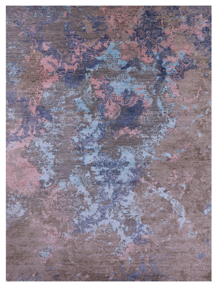 9' 0" X 12' 2" Modern Handmade Wool & Silk Rug - Q15551