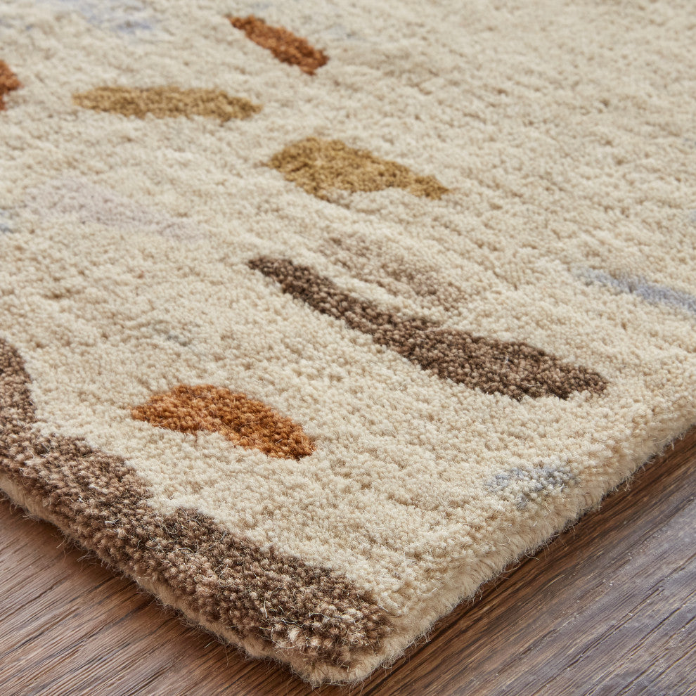 Weave & Wander Everley Wool Rug, Warm Beige/Blue, Rug, Ivory/Multi, 4'x6'