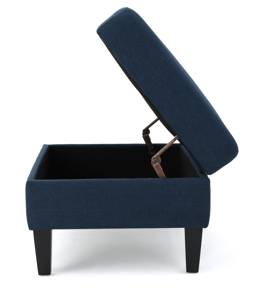GDF Studio Carolina Tufted Cover Fabric Storage Ottoman, Dark Blue