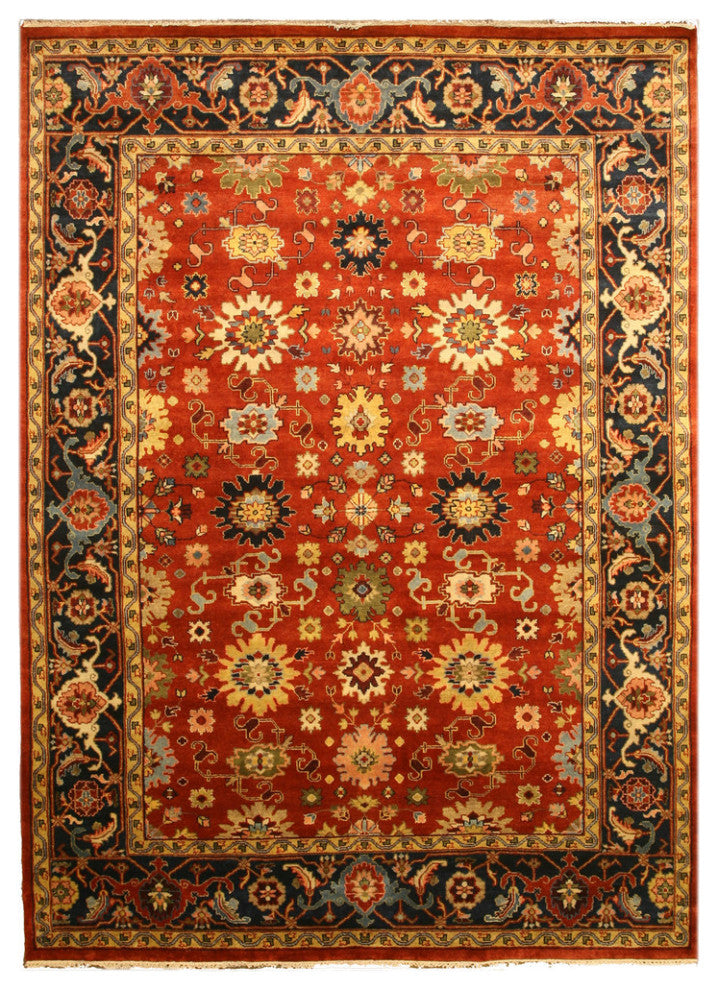 Hand-knotted Wool Rust Traditional Oriental Super Mahal Rug, 10' X 14'