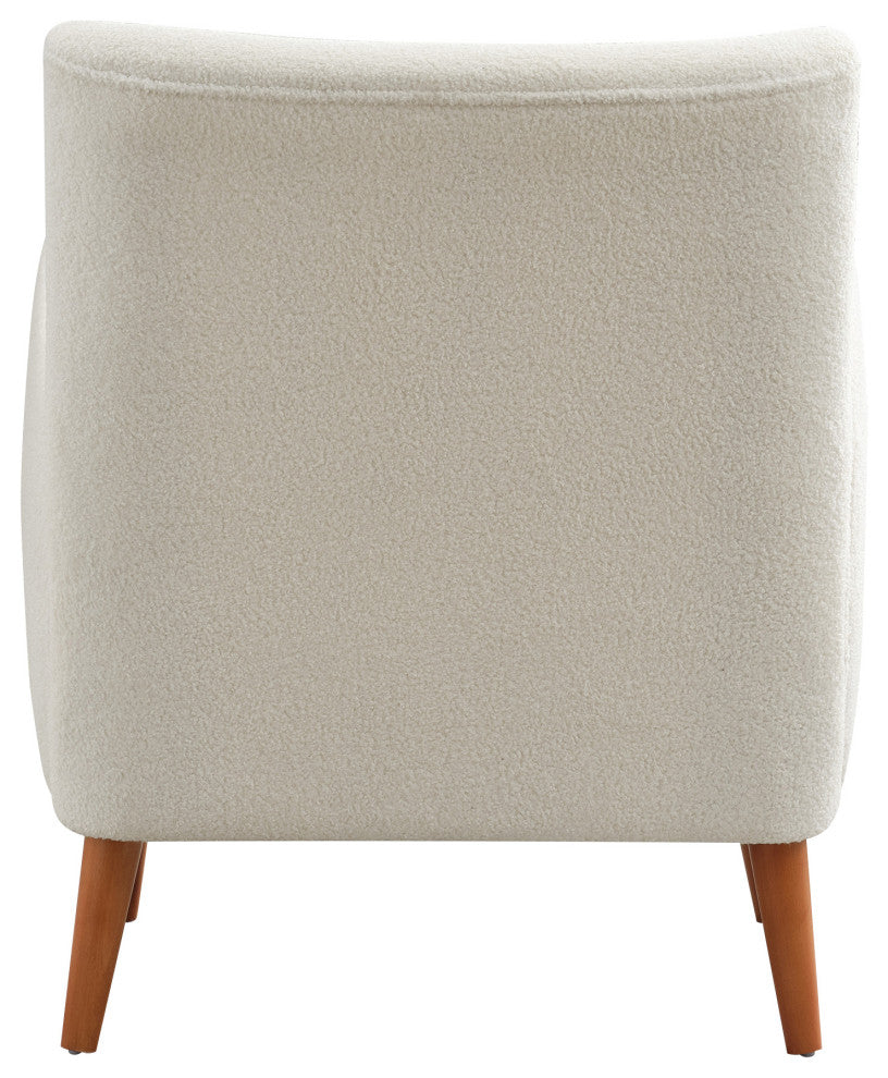 GDF Studio Modern Wingback Fabric Lounge Chair With Wood Legs, Beige