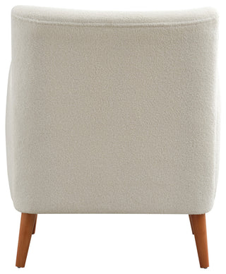 GDF Studio Modern Wingback Fabric Lounge Chair With Wood Legs, Beige