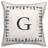 Nautical Monogram - G 18x18 Indoor / Outdoor Pillow