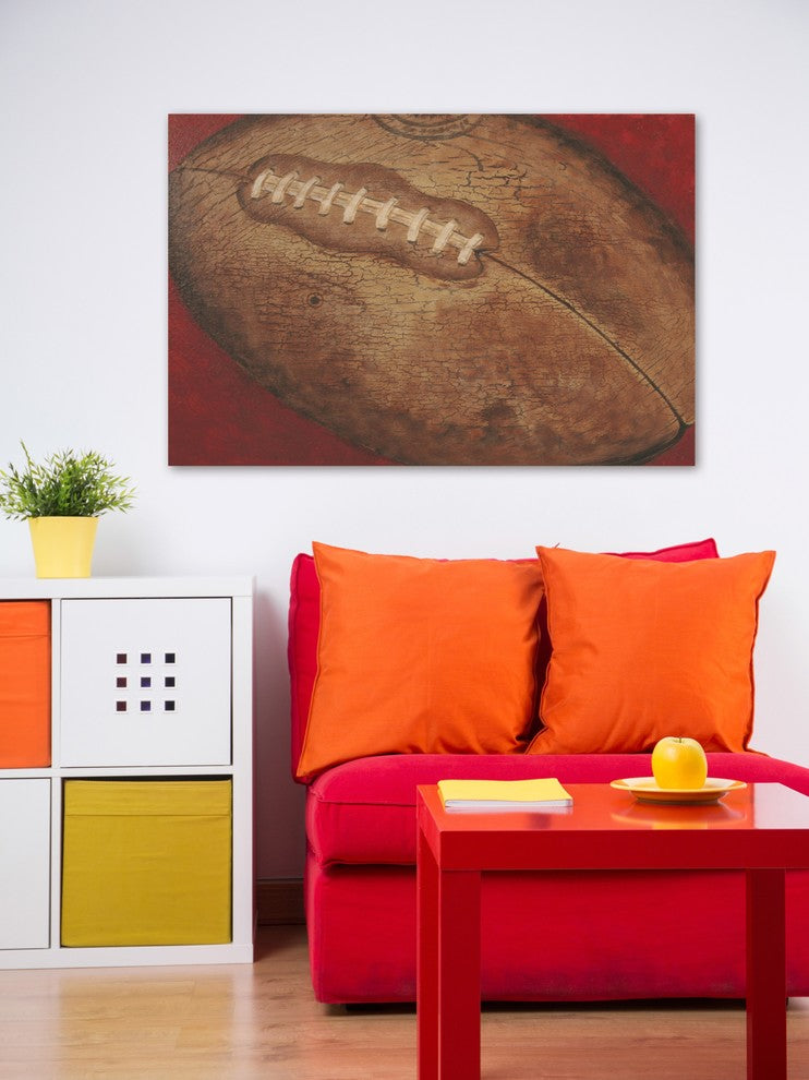 Marmont Hill, "Crackle Football" by Reesa Qualia Print on Wrapped Canvas, 36x24