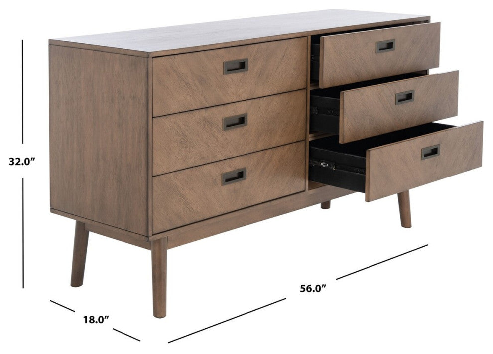 Safavieh Couture Donald 6 Drawer Dresser, Wheat