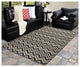 Geometric Zigzag Ocean Blue Indoor & Outdoor Area Rug 1112, Charcoal, 4'5"x7'
