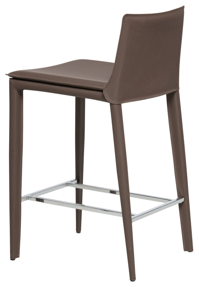 Elite Living Hilton Leather 25.5" Counter Height Bar Stool, Brown
