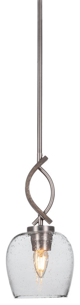 Monterey 1-Light Mini Pendant, Graphite & Painted Distressed, 6" Clear Bubble