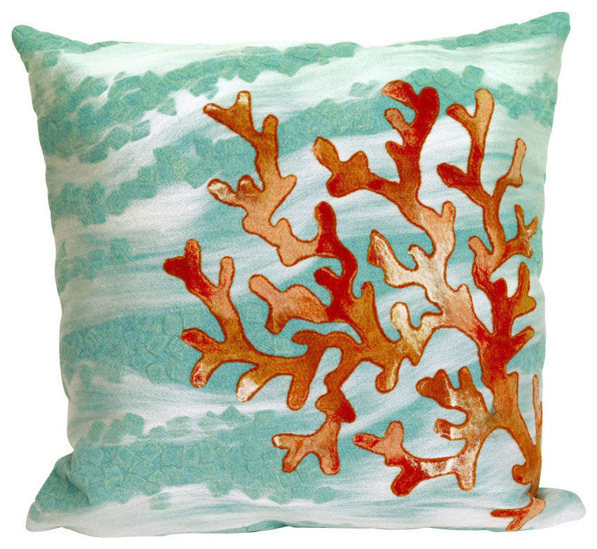 Visions II Coral Wave Pillow, 20"x20"