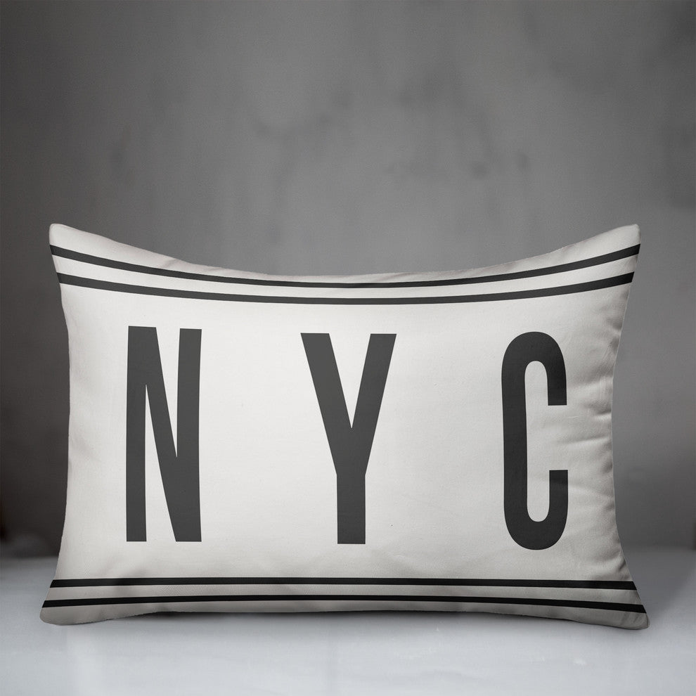 NYC Gray and White Stripes Throw Pillow