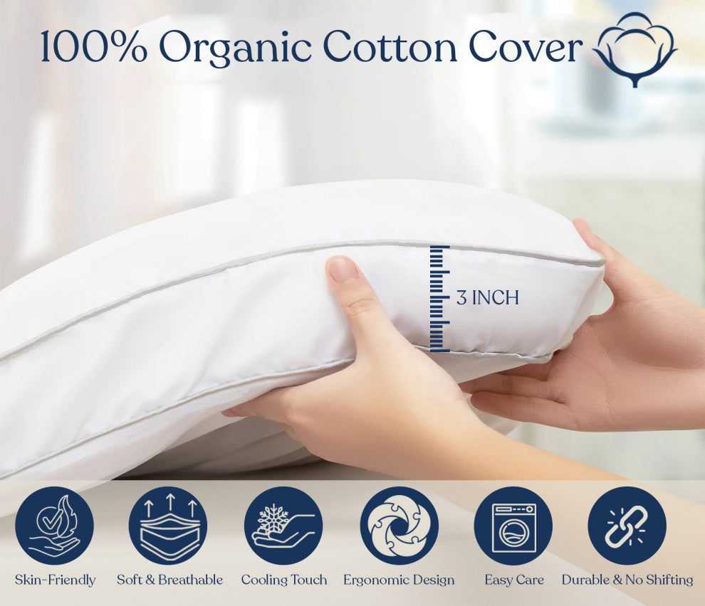 Delara Organic Cotton, 1350 GSM Snow Down Alternative Fill, Mattress Pad, King, 78"x80"