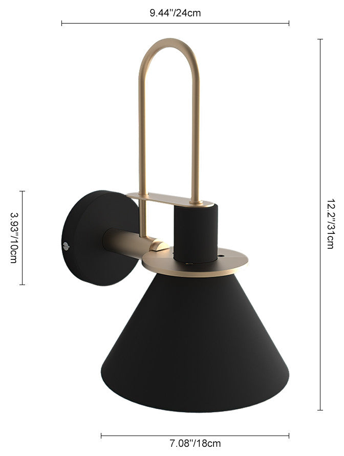 Contemporary 1-Light Cone Wall Sconce, Black