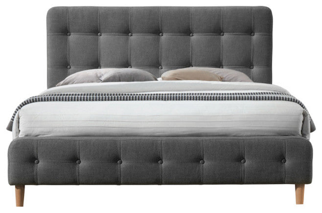 Omax Decor Hugo Upholstered Platform Bed, Charcoal