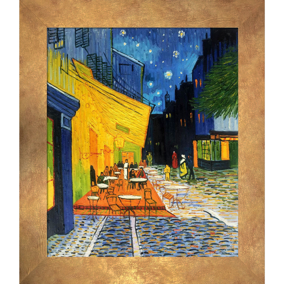 Cafe Terrace at Night, 26" X 30", Florentine Gold Frame