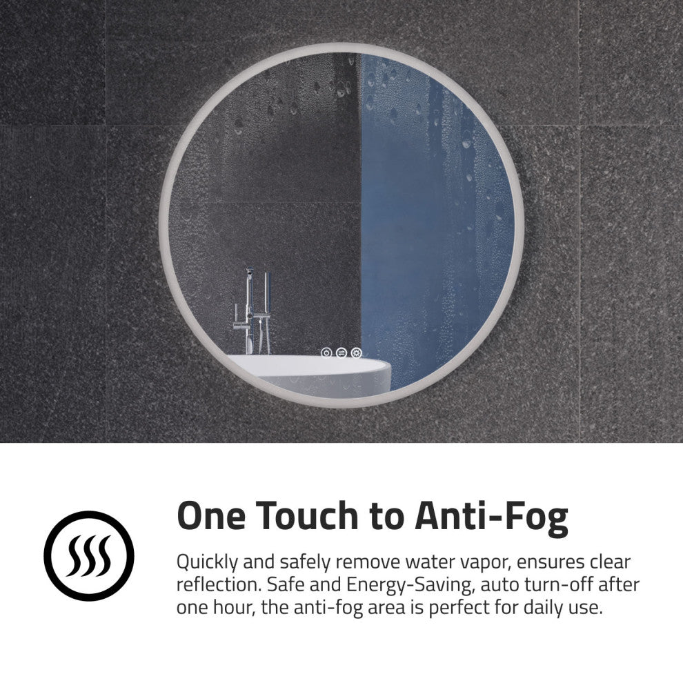 ANZZI 24" Diam. LED Front/Back Lighting Bathroom Mirror With Defogger