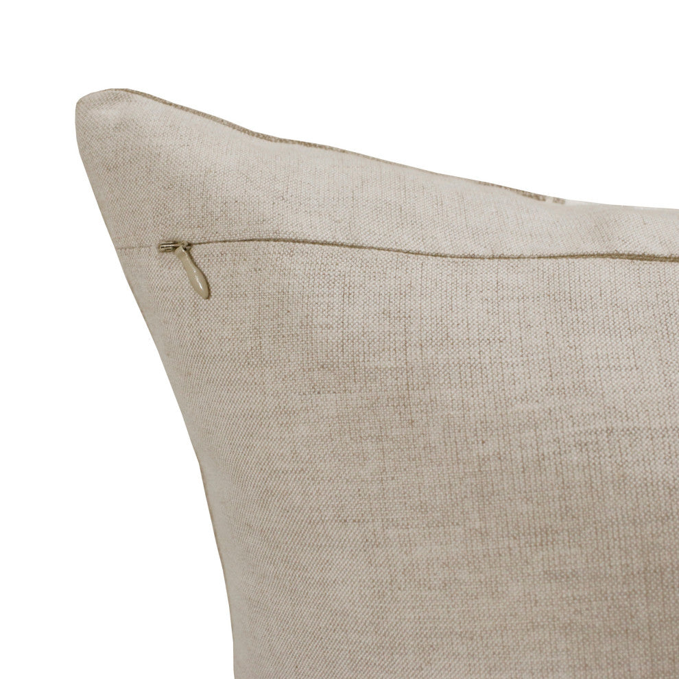 Estate Hand-Woven Gray/Tan Patchwork Linen Throw Pillow